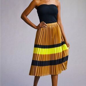 Maeve pleated striped midi skirt NWT